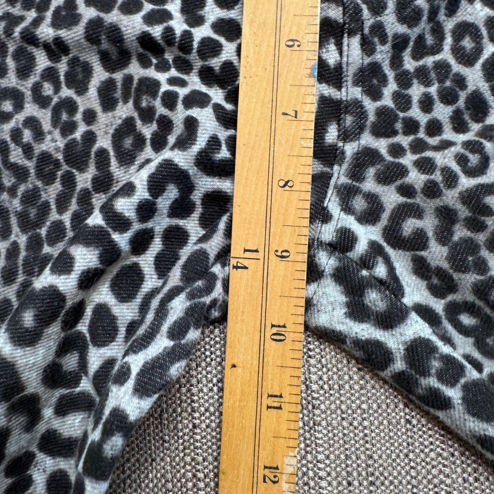 Michael Kors Womens Gray Black Leopard Print Skinny Pants Size M Gold Hardware - Picture 5 of 10